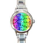 Rainbow Skull Collection Round Italian Charm Watch