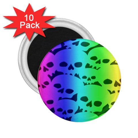 Rainbow Skull Collection 2.25  Magnet (10 pack) from ArtsNow.com Front