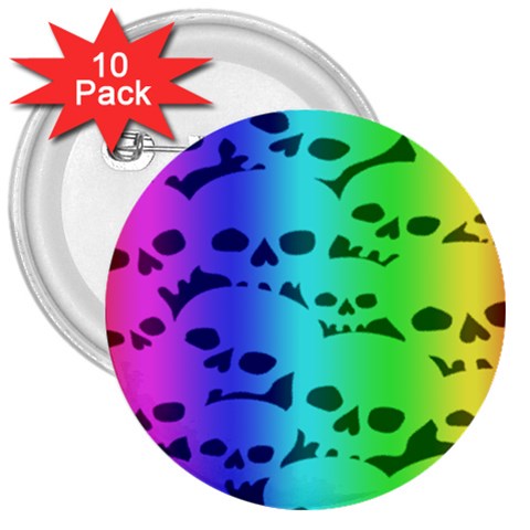 Rainbow Skull Collection 3  Button (10 pack) from ArtsNow.com Front