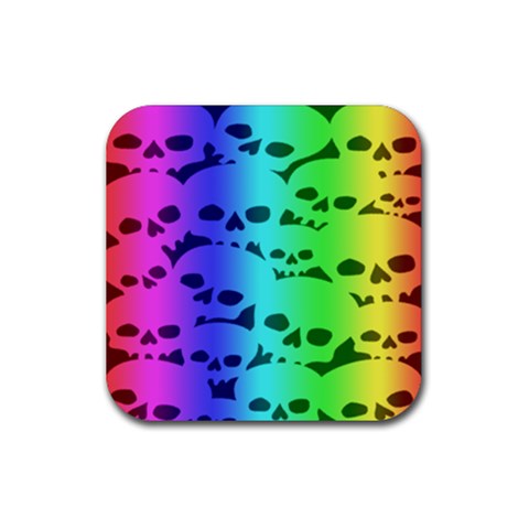 Rainbow Skull Collection Rubber Coaster (Square) from ArtsNow.com Front