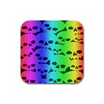 Rainbow Skull Collection Rubber Square Coaster (4 pack)