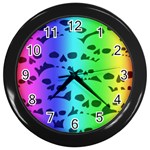 Rainbow Skull Collection Wall Clock (Black)