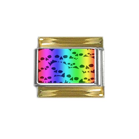 Rainbow Skull Collection Gold Trim Italian Charm (9mm) from ArtsNow.com Front