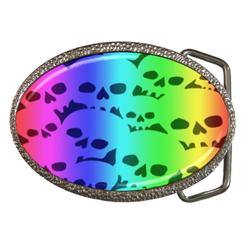 Rainbow Skull Collection Belt Buckle from ArtsNow.com Front