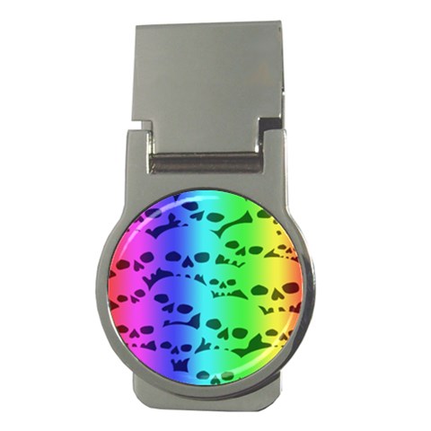 Rainbow Skull Collection Money Clip (Round) from ArtsNow.com Front