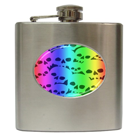 Rainbow Skull Collection Hip Flask (6 oz) from ArtsNow.com Front