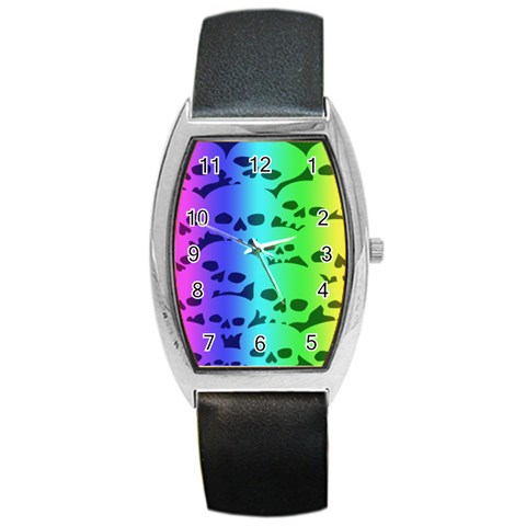 Rainbow Skull Collection Barrel Style Metal Watch from ArtsNow.com Front