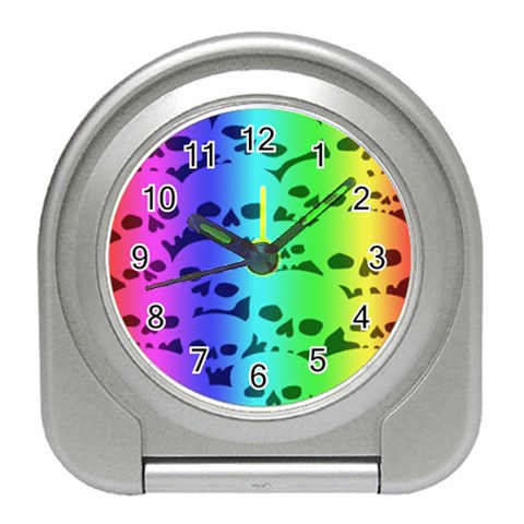 Rainbow Skull Collection Travel Alarm Clock from ArtsNow.com Front