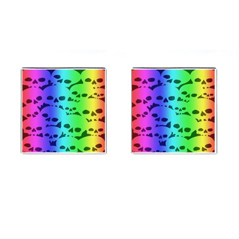 Rainbow Skull Collection Cufflinks (Square) from ArtsNow.com Front(Pair)