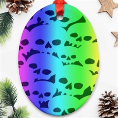 Rainbow Skull Collection Oval Ornament (Two Sides) from ArtsNow.com Front