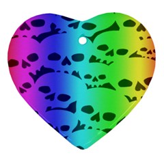 Rainbow Skull Collection Heart Ornament (Two Sides) from ArtsNow.com Front