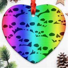 Rainbow Skull Collection Heart Ornament (Two Sides) from ArtsNow.com Front