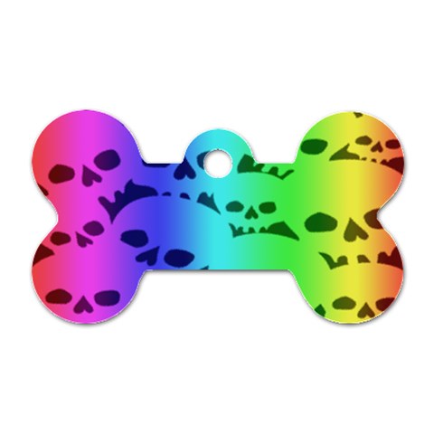 Rainbow Skull Collection Dog Tag Bone (One Side) from ArtsNow.com Front