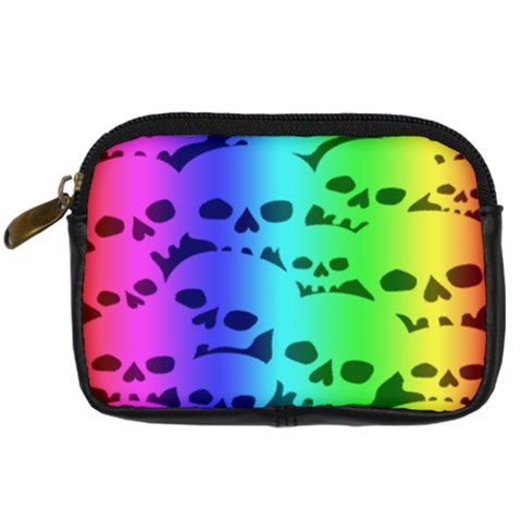 Rainbow Skull Collection Digital Camera Leather Case from ArtsNow.com Front