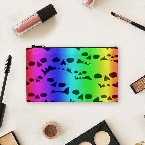 Rainbow Skull Collection Cosmetic Bag (Small) from ArtsNow.com Front