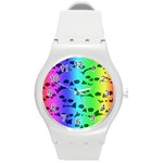 Rainbow Skull Collection Round Plastic Sport Watch Medium