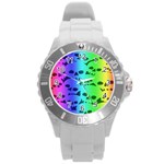 Rainbow Skull Collection Round Plastic Sport Watch Large