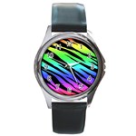 Rainbow Tiger Round Metal Watch