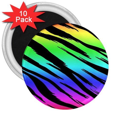 Rainbow Tiger 3  Magnet (10 pack) from ArtsNow.com Front