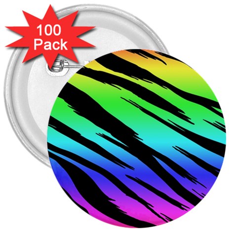 Rainbow Tiger 3  Button (100 pack) from ArtsNow.com Front