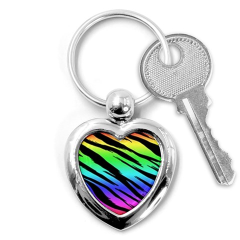 Rainbow Tiger Key Chain (Heart) from ArtsNow.com Front