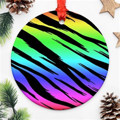 Rainbow Tiger Round Ornament (Two Sides) from ArtsNow.com Back
