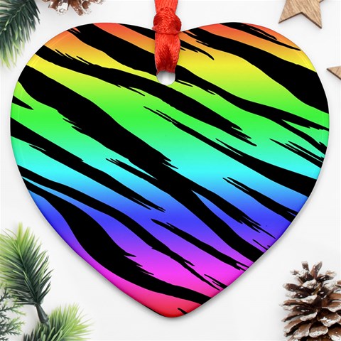 Rainbow Tiger Heart Ornament (Two Sides) from ArtsNow.com Back