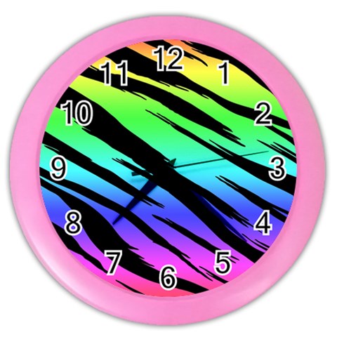Rainbow Tiger Color Wall Clock from ArtsNow.com Front