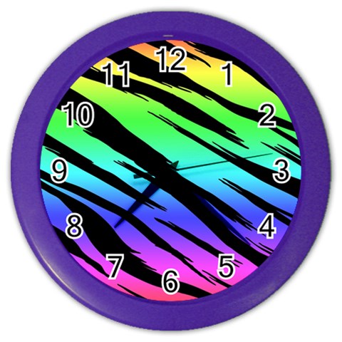 Rainbow Tiger Color Wall Clock from ArtsNow.com Front