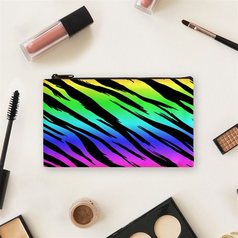 Rainbow Tiger Cosmetic Bag (Small) from ArtsNow.com Front