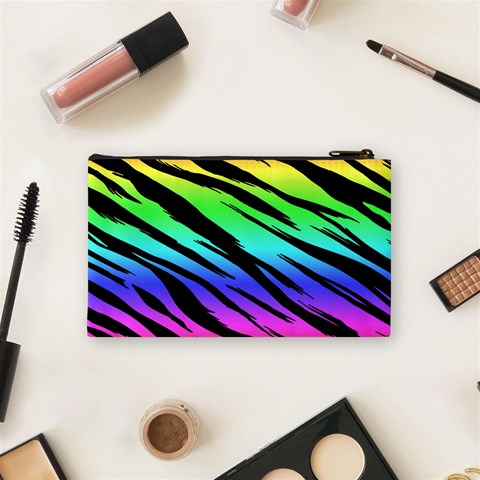 Rainbow Tiger Cosmetic Bag (Small) from ArtsNow.com Back