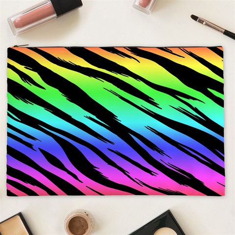 Rainbow Tiger Cosmetic Bag (XXL) from ArtsNow.com Front