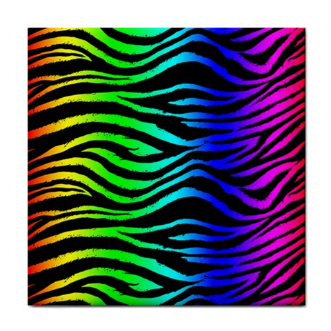 Rainbow Zebra Tile Coaster from ArtsNow.com Front