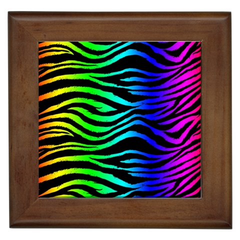 Rainbow Zebra Framed Tile from ArtsNow.com Front