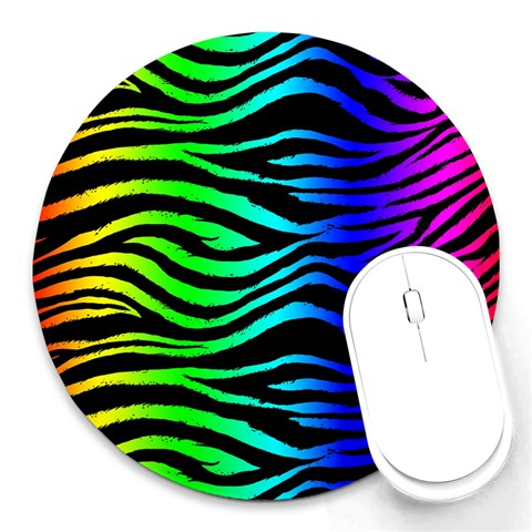 Rainbow Zebra Round Mousepad from ArtsNow.com Front
