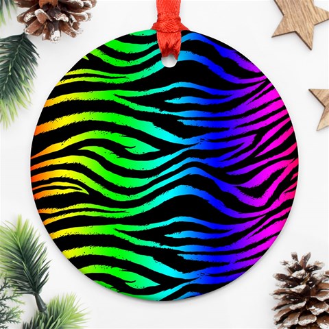Rainbow Zebra Ornament (Round) from ArtsNow.com Front