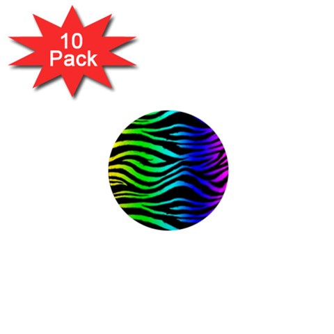 Rainbow Zebra 1  Mini Magnet (10 pack)  from ArtsNow.com Front