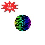 Rainbow Zebra 1  Mini Magnet (10 pack) 