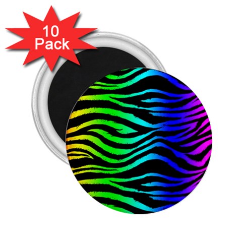 Rainbow Zebra 2.25  Magnet (10 pack) from ArtsNow.com Front