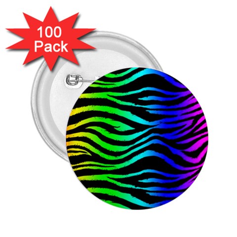 Rainbow Zebra 2.25  Button (100 pack) from ArtsNow.com Front
