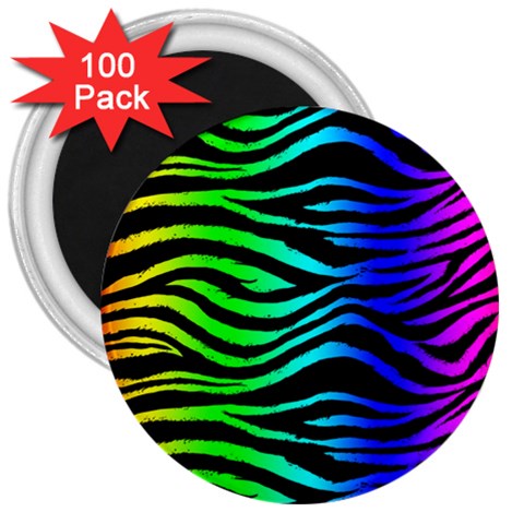 Rainbow Zebra 3  Magnet (100 pack) from ArtsNow.com Front