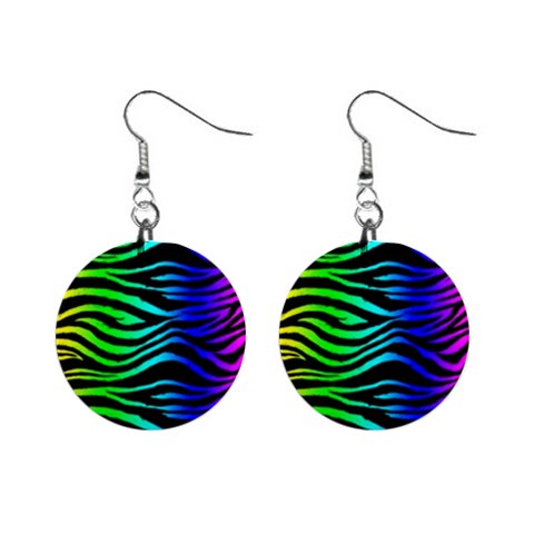 Rainbow Zebra 1  Button Earrings from ArtsNow.com Front