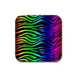 Rainbow Zebra Rubber Coaster (Square)