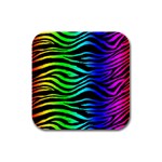 Rainbow Zebra Rubber Square Coaster (4 pack)