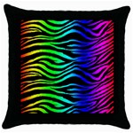 Rainbow Zebra Throw Pillow Case (Black)