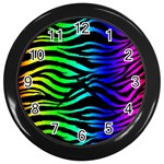 Rainbow Zebra Wall Clock (Black)