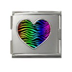 Rainbow Zebra Mega Link Heart Italian Charm (18mm)