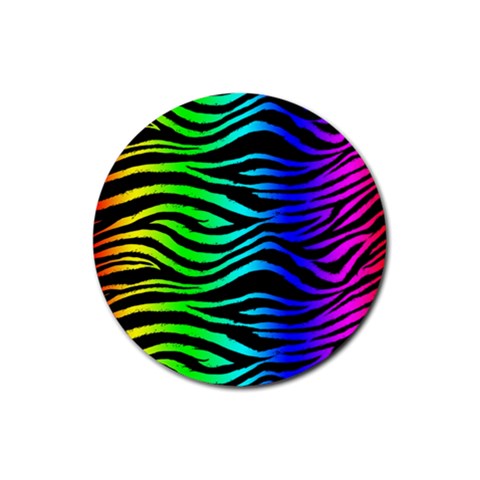 Rainbow Zebra Rubber Coaster (Round) from ArtsNow.com Front