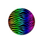 Rainbow Zebra Rubber Round Coaster (4 pack)