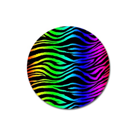 Rainbow Zebra Magnet 3  (Round) from ArtsNow.com Front